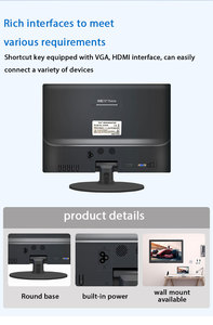 15.4จอคอมพิวเตอร์ขนาดเล็ก15.6นิ้ว FHD HD มีลำโพงในตัว HDR 72% NTSC แบบพกพาจอภาพ LED HD Mi VGA VESA MOUNT - Product Image 6