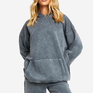 Sudadera con Capucha de Invierno, Estilo Lavado Ácido, Personalizada, de Algodón Orgánico Grueso, para Chicas Universitarias, Talla Grande - Product Image 3