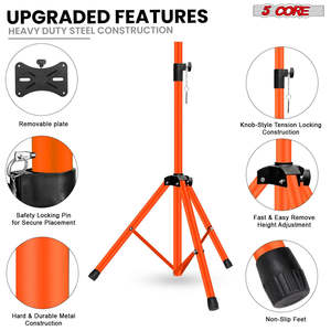 5 Core Speaker Stand Height Adjustable PA DJ <b>Tripod</b> Studio Monitor Stands w 35mm Compatible Insert - Product Image 2