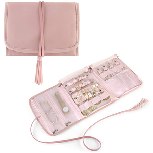 Rouleau de bijoux de voyage pliable avec logo personnalisé nouveau design Pochette de rangement pour bijoux Sac organisateur de bijoux pour bague Collier Bracelet - Product Image 2