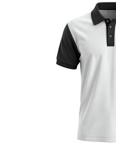 Polo de manga corta para hombre, con cuello en contraste blanco y negro, tejido de algodón transpirable, corte ajustado, estilo casual, con botones. - Product Image 4