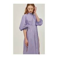 [foceps] 2025-01-F Robe en mousseline élégante et douce à col licou et manches mi-longues, silhouette droite flatteuse et féminine, naturelle
