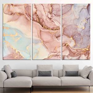 Impresión en Lienzo de Mármol Dorado: Decoración Moderna Brillante para Pared, Juego de 3 Lienzos - Product Image 1