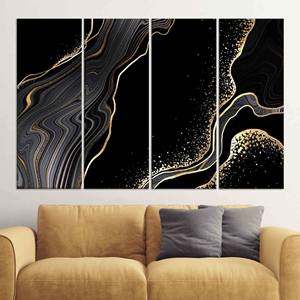 Elegante Impresión en Lienzo de Mármol Negro y Dorado: Arte Moderno para Pared, JUEGO DE 4 LIENZOS - Product Image 1