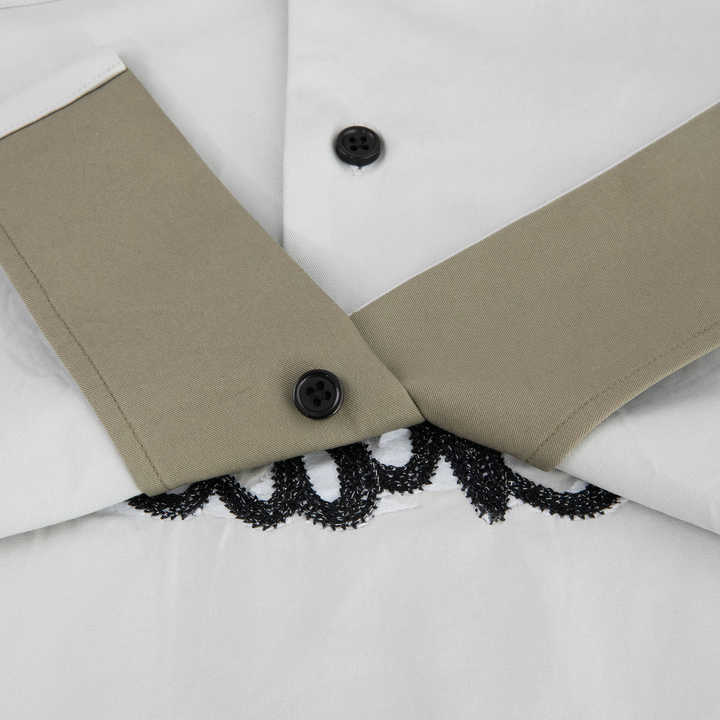 Factory Custom Cuban Camp Collar Cotton Twill Designer Chain Embroidery Bowling Shirts for Men