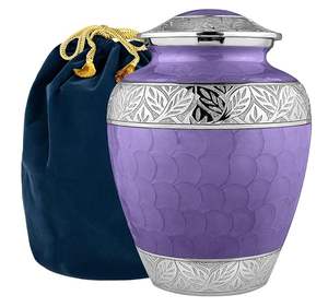 Urnas de Cremación para Cenizas Humanas, Urna Funeraria Decorativa para Hombres y Mujeres Adultos, Grande, Color Morado Claro con Forro Plateado - Product Image 1