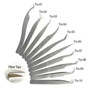 Kit de Pinzas para Extensión de Pestañas de Volumen Recto con Punta de Fibra y Agarre de Diamante, Marca Privada Personalizada, Herramientas Profesionales para Damas - Product Image 3