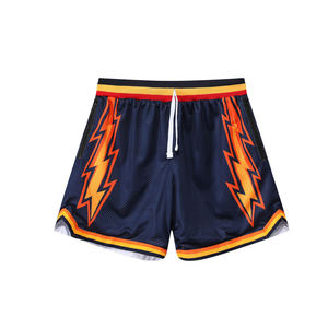 Short de basketball Lightning Bolt pour homme Short de sport Streetwear en maille blanche Vêtements de sport à taille élastique - Product Image 2