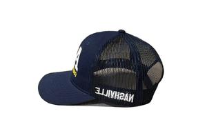 Customizable Embroidered Logo <b>Navy</b> Mesh Trucker <b>Hat</b>, Middle Profile by Vietnam Manufacturer, Sporty & Energetic Daily Outfit - Product Image 3