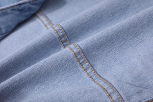 แจ็คเก็ตผ้ายีนส์เข้ารูปสำหรับผู้ชายแจ็คเก็ตลำลองคอปกสีทึบกระดุมแถวเดียวสำหรับฤดูใบไม้ผลิฤดูใบไม้ร่วง - Product Image 5