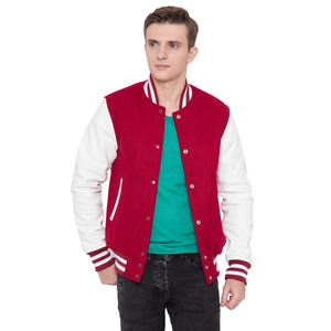 Chaqueta universitaria de manga de cuero corporal de lana de alta calidad con bordado personalizado Stand Collar Mens Letterman Jacket - Product Image 4