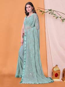 Wholesale <b>Supply</b> Quality Indian Ethnic Georgette Saree Blouse for Adults Latest Sequence Embroidery Design for Women - Product Image 3