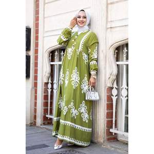 Irina Viscosa Vestido Modesto Aceite Verde - Product Image 1