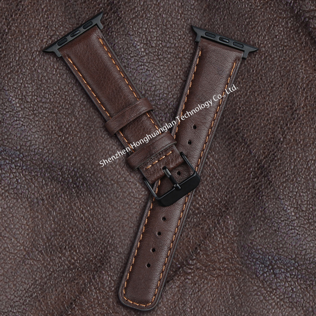 RYB Genuine Hot Selling Luxury Leather Strap for Apple Watch Series 7 , Handmade Vintage Leather Band for Apple Watch
