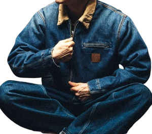 Veste décontractée d'hiver en denim rétro pour homme, veste de travail en toile pour chauffeur de camion, vêtements de travail pour homme, veste chaude et confortable par Sew Chic Cloth - Product Image 5