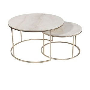 Pieds en métal argenté style meubles de salon rond moderne décoratif décor à la maison moderne Table d'appoint en métal - Product Image 1