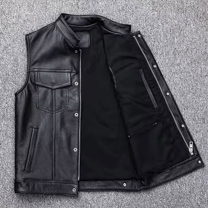 Chaleco de Cuero para Hombre al por Mayor, Chaleco sin Mangas de Cuero a la Moda, Adecuado para Fiestas y Eventos - Product Image 4