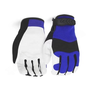 Goatskin ถุงมือช่างกลสีดำ,ถุงมือนิรภัยสำหรับทำงานถุงมือช่างกลผิวแพะผิวสีฟ้าแบบพรีเมียม - Product Image 2