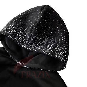 Meilleure vente Streetwear Sweats à capuche avec fermeture éclair et strass pour hommes Top qualité coton mélangé Design Your Own Zipper Rhinestone Hoodies - Product Image 4
