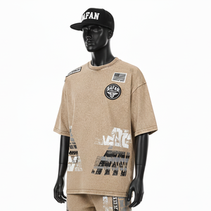 T-shirt pour homme 100% coton, t-shirt en coton délavé à l'acide de qualité supérieure pour homme, tissu jersey durable 240GSM, coupe décontractée, logo imprimé sur écran personnalisé - Product Image 4