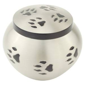 Urna Funeraria para Mascotas con Huella de Pata Dorada sobre Rojo, Urna de Metal de Primera Calidad con Marcas de Patas para Cenizas de Mascotas, Urna Pet Odyssey para Venta al por Mayor a Precio Económico - Product Image 5