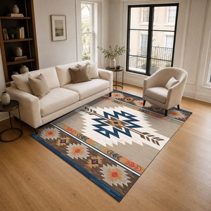 <b>RUGS</b> DEPOT LXDP-0016 Wholesale Terracotta Gold Modern Vintage Digital Printed Machine Washable Chenille Area <b>Rug</b> <b>Non</b> <b>Slip</b> - Product Image 2