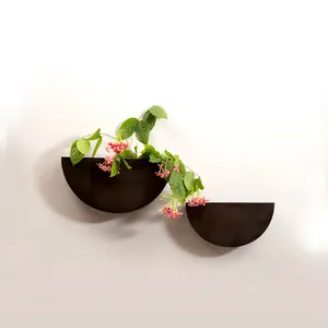 Jardinière murale de grande taille, style ancien, forme personnalisée, pots de fleurs, finition rustique, vintage, Pot en métal, pour la décoration de la maison - Product Image 2