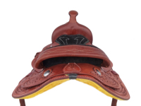 Selle Western pour enfants 12 pouces personnalisée en cuir foncé/brun, 100% cuir de buffle, arceau en fibre de verre, siège rembourré doux, confortable, acier inoxydable
