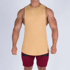 Débardeur de gymnastique pour hommes de haute qualité 95% coton 5% Spandex coupe ajustée respirant tricoté conception imprimée grande taille disponibilité - Product Image 2