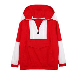 Veste coupe-vent pour femmes grandes tailles, pull-over, poche avant, doublure en maille respirante, nylon, capuche, imperméable, broderie - Product Image 3