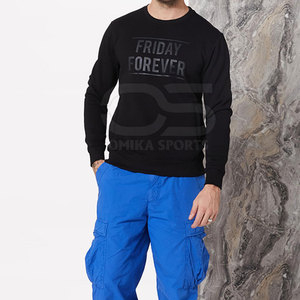 Hombres Sudadera de peso pesado de algodón de lana de cuello redondo de manga larga Top para la moda de la calle de invierno - Product Image 4