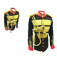 Nouvelle veste noire rouge élégante de cérémonie universelle personnalisée avec uniforme napoléon doré sur le devant tissé en or