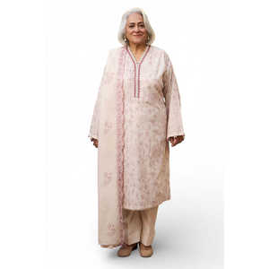 ชุดลำลองปักลายผ้าลอน 3 ชิ้น พร้อมผ้าคลุมไหล่ชีฟอง รุ่น DN-62018 ดีไซน์ลายปักแบบเดนท์ - Product Image 5