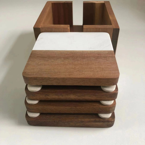 Sous-verres carrés en bois faits main, personnalisés, écologiques, avec résine époxy, artisanat de haute qualité en noyer, modèle CC-8909 - Product Image 6