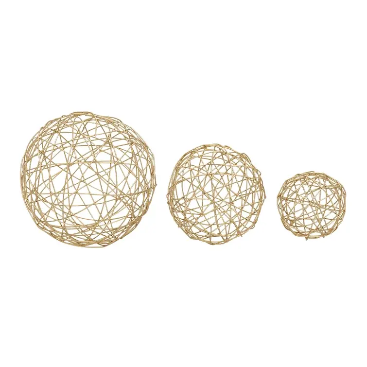 New Look Ball Shape Aluminium Gold Finished Sculpture For Hotel Home Livingroom Table Top Decor Metal Ornament For Gifting Usage