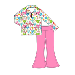Pre-ordenar Conjunto <span class=keywords><strong>de</strong></span> Ropa para Bebés Niñas: Sudadera con Cremallera <span class=keywords><strong>de</strong></span> Manga Larga y Pantalones Acampanados <span class=keywords><strong>de</strong></span> Color Liso, Estilo Yoga, para Primavera y San Valentín - Product Image 5