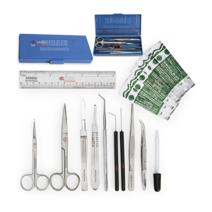 Kit de disección de biología con estuche rígido Juego de 12 piezas Tijeras Iris, tijera quirúrgica, sonda de fórceps quirúrgicos, bisturí, cuchillas - Product Image 1