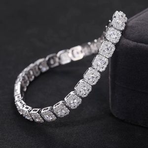 Moissanite Tennis Bracelet Rond Brillant Taille Plaqué Or Argent Style Hip Hop Bijoux de Mariage Unisexe - Product Image 1