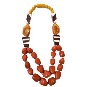 Collar de Cuentas de Resina Hechas a Mano con Madera Chapada en Rodio de la India para Bodas y Ocasiones Especiales Disponible al por Mayor - Product Image 4