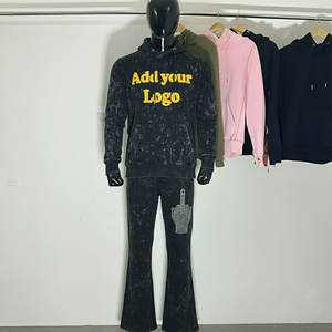 Custom High Quality Boxy Embroidery Sweatpants and <b>Hoodie</b> Set Oversized Plain 100% Cotton Fleece Tracksuits Set for Men - Product Image 1