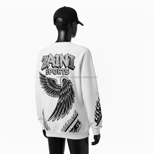 Sudadera de peso pesado para mujer, Logo personalizado, diamantes de imitación, Color blanco, moda de gran tamaño, ropa ajustada, sudaderas transpirables para mujer - Product Image 5