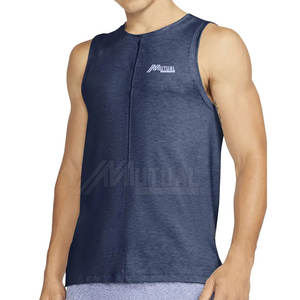 Camiseta sin mangas informal para hombre más vendida, 100% algodón, Etiqueta Privada, ropa de gimnasio transpirable, Camiseta de punto de secado rápido al por mayor - Product Image 1