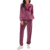 Nouvel ensemble deux pièces d'hiver de haute qualité pour femme, veste zippée à capuche 100 % coton, coupe ajustée, avec patchs brodés vintage et pantalon de jogging