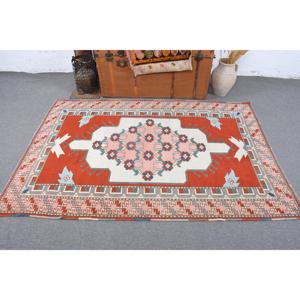 Vintage <b>Runner</b> Rug, 0.3x6.1 ft Turkish Rug, <b>Red</b> Polka dot Wool Rug - Product Image 3