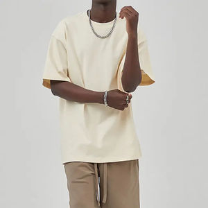 280 Gsm vente en gros 100% coton lourd t-shirt blanc personnalisé uni surdimensionné épaule tombante t-shirts blancs pour hommes avec logo - Product Image 3