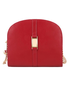 กระเป๋าพาดลำตัวหนังแท้สีแดงสำหรับผู้หญิงกระเป๋าทรงดวงจันทร์ขนาดเล็กมีสไตล์ออกแบบได้ตามต้องการ - Product Image 1