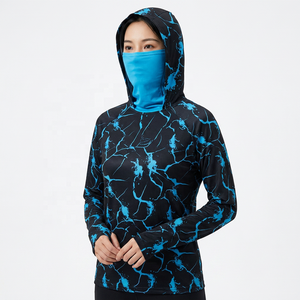 Camisa de Pesca con Capucha para Hombre, Talla Grande, Negra con Estampado de Rayos Azules, Impermeable, Transpirable, Manga Larga, Protección Solar UPF 50, Secado Rápido - Product Image 5