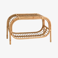Étagère à chaussures réglable à 2 niveaux en rotin scandinave écologique pour salon et entrée, fabriquée au Vietnam