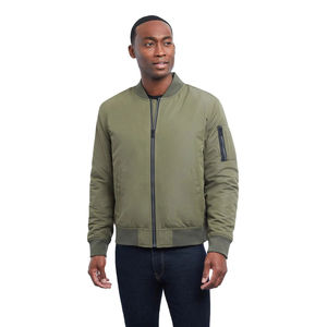 แจ็กเก็ตบอมเบอร์ผ้าฝ้ายเข้ารูปสำหรับผู้ชายเสื้อแจ็กเก็ตเบสบอลมีซิปปิดเอวยางยืด - Product Image 3