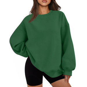 Pull-over décontracté surdimensionné pour femme, col rond, manches longues, logo tissé sur le devant, usage quotidien, printemps été automne hiver 2025 - Product Image 1